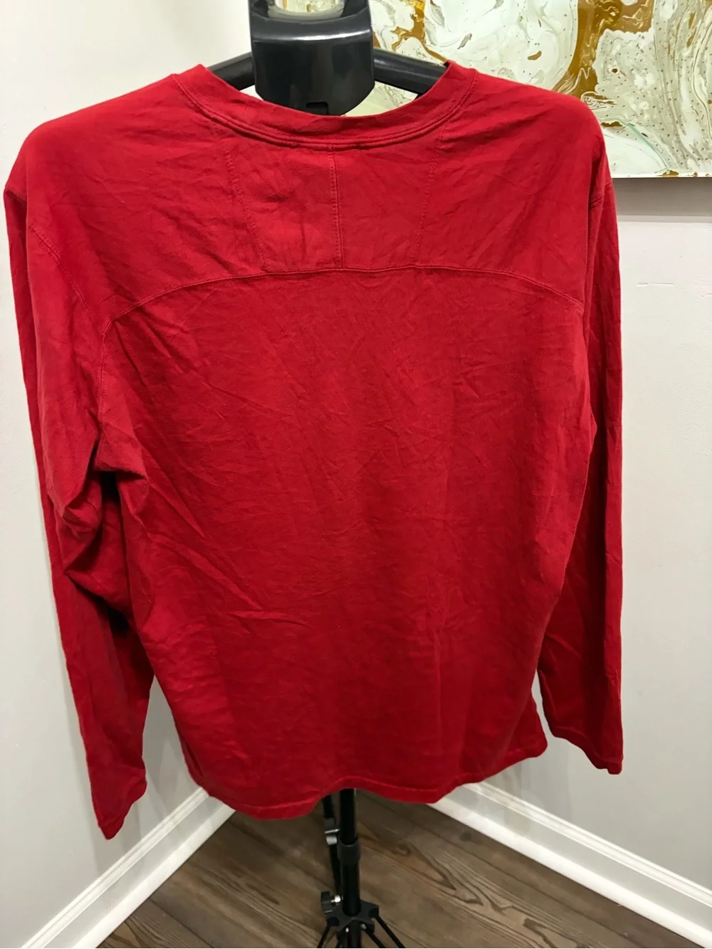 The North Face Men's Red Crewneck Sweater with Embroidered Logo
